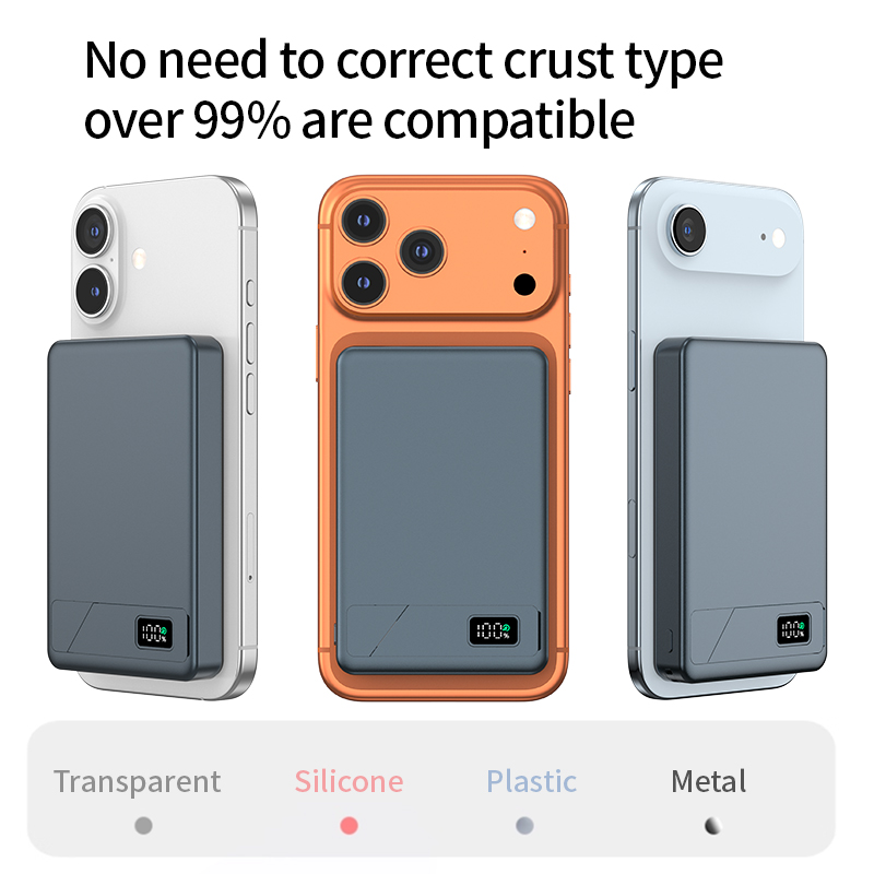 New Arrival Custom logo 15w Battery Pack Metal Wireless Powerbank Slim Charger 10000mah Magnetic Power Bank