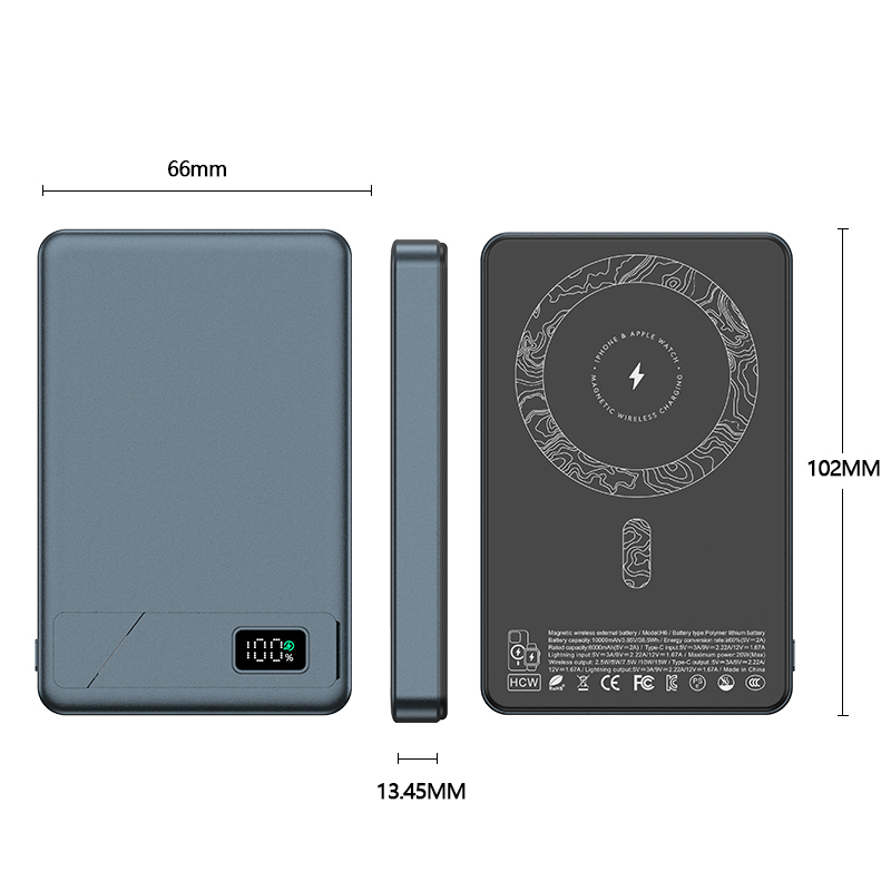 New Arrival Custom logo 15w Battery Pack Metal Wireless Powerbank Slim Charger 10000mah Magnetic Power Bank