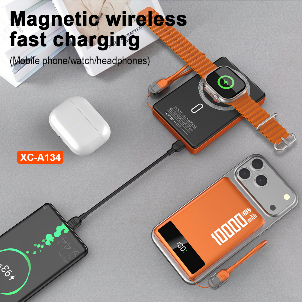 2025 New Arrival Mini Ultra Slim 10000mah 22.5w Fast Charging Magnetic Wireless Lanyard Portable Power Bank
