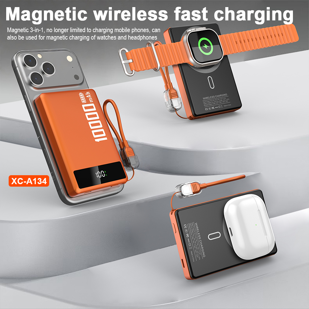 2025 New Arrival Mini Ultra Slim 10000mah 22.5w Fast Charging Magnetic Wireless Lanyard Portable Power Bank
