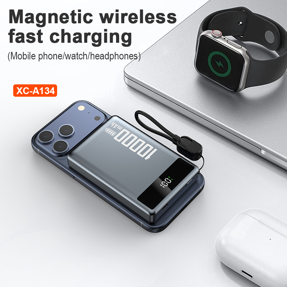 2025 New Arrival Mini Ultra Slim 10000mah 22.5w Fast Charging Magnetic Wireless Lanyard Portable Power Bank