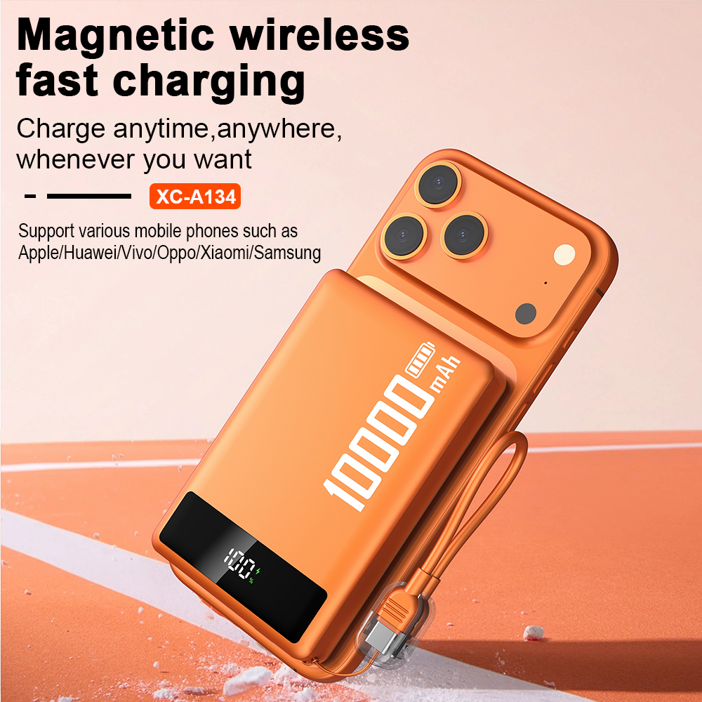 2025 New Arrival Mini Ultra Slim 10000mah 22.5w Fast Charging Magnetic Wireless Lanyard Portable Power Bank