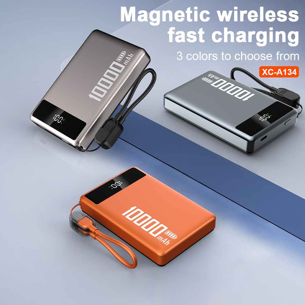 2025 New Arrival Mini Ultra Slim 10000mah 22.5w Fast Charging Magnetic Wireless Lanyard Portable Power Bank
