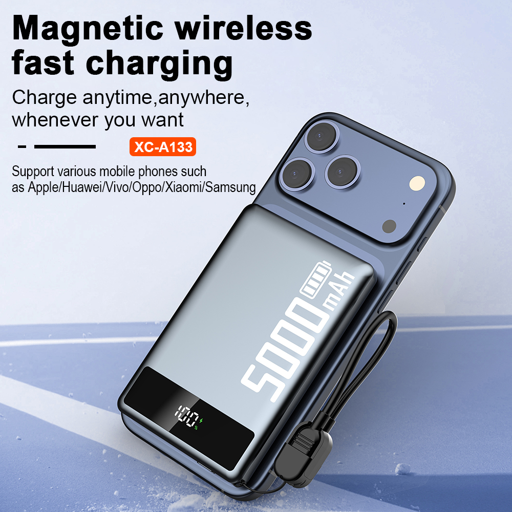 New Arrival Pd20w Custom logo ultra Thin Power Banks Battery Pack Mini Powerbank Portable Charger Wireless Magnetic Power Bank