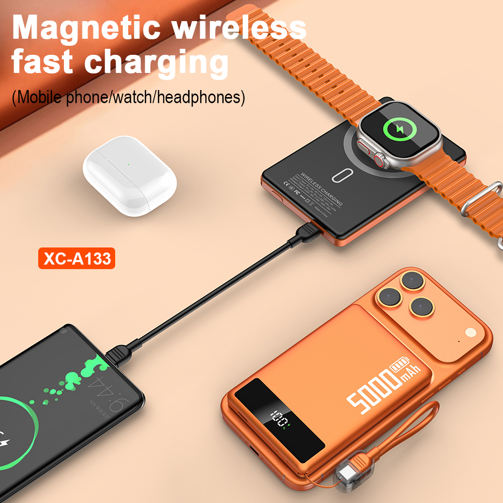 New Arrival Pd20w Custom logo ultra Thin Power Banks Battery Pack Mini Powerbank Portable Charger Wireless Magnetic Power Bank