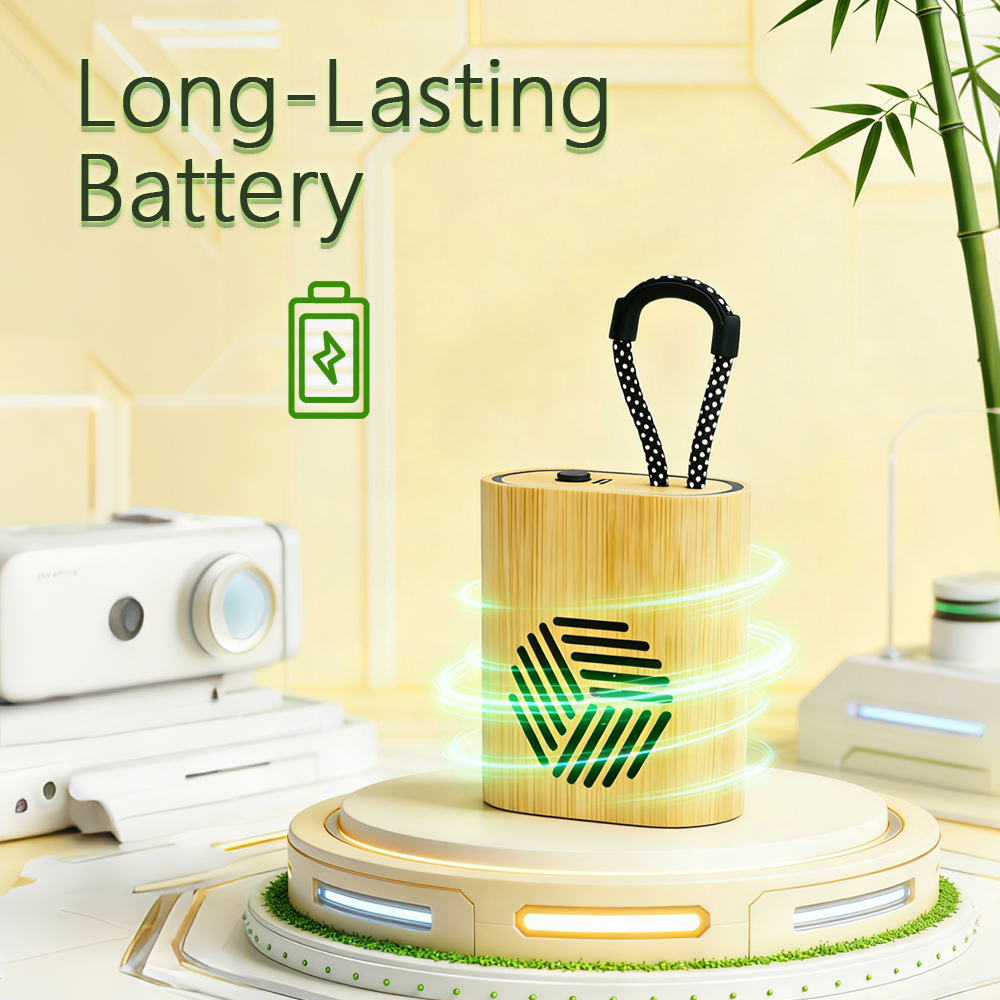 Hot Selling Promotional Mini Portable Stereo Wireless Natural Bamboo Lanyard Speaker