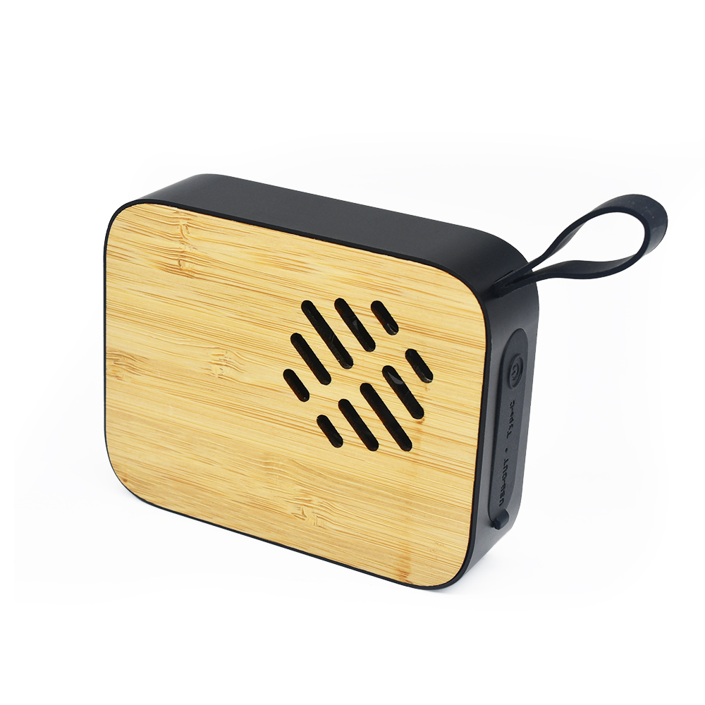 Custom Creative Shell Bamboo Stainless Steel Simple Square Wood Bluetooth Speaker