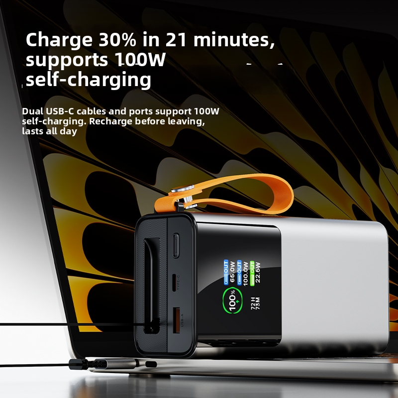 OEM LOGO 165W 30000mAh Li-ion Power Battery Charger Built-in USB-C Cable PD100W with LED Display for Macbook Mobile Laptops