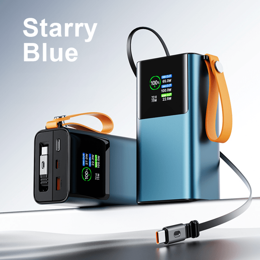 OEM LOGO 165W 30000mAh Li-ion Power Battery Charger Built-in USB-C Cable PD100W with LED Display for Macbook Mobile Laptops