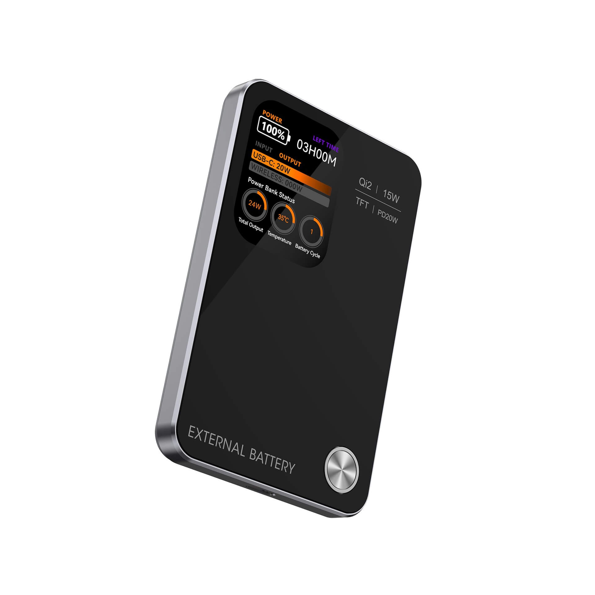 TFT Screen 5000mah Compact Outdoor OEM 20W Super Fast Charging Wireless Power Bank for Phones/Watches/Earbuds