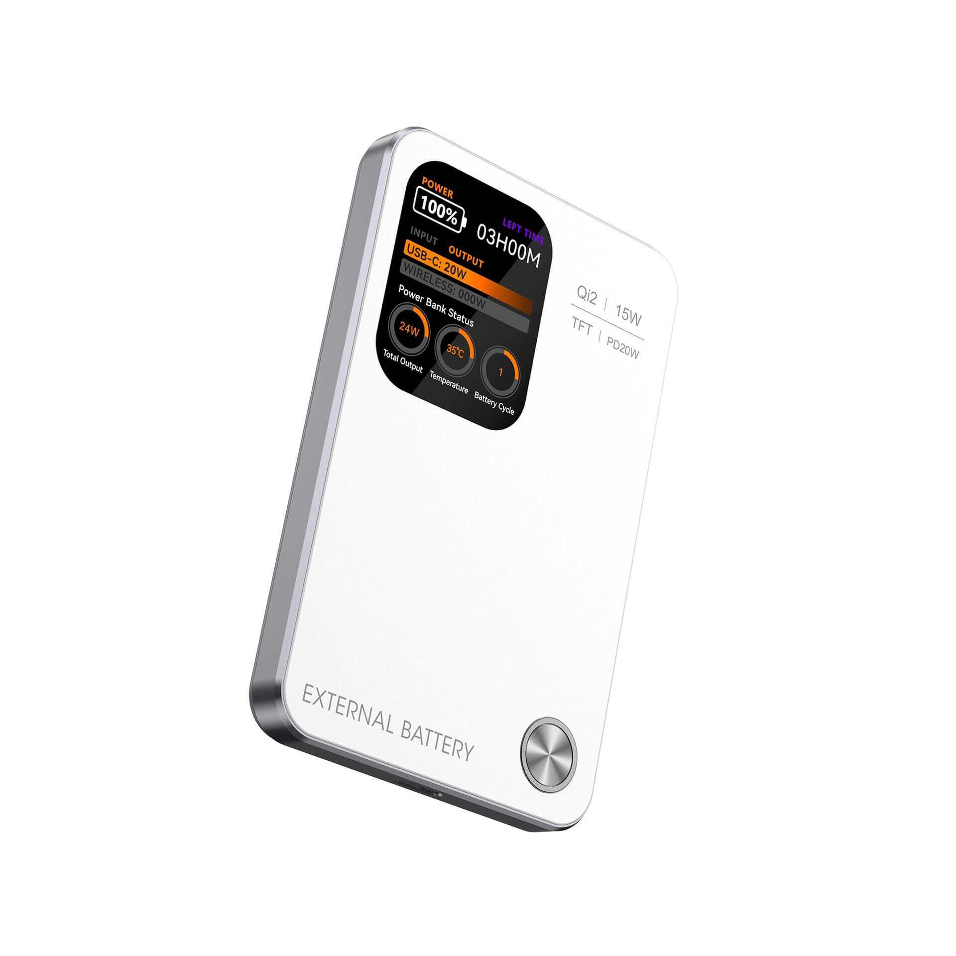 TFT Screen 5000mah Compact Outdoor OEM 20W Super Fast Charging Wireless Power Bank for Phones/Watches/Earbuds