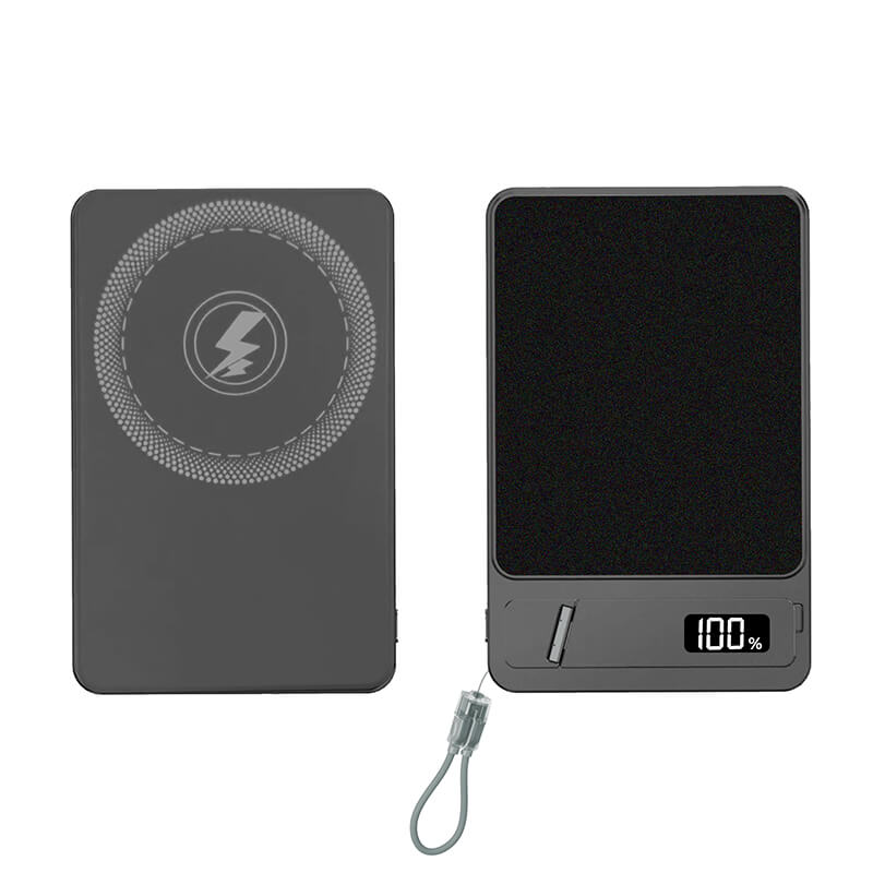 3-in-1 Magnetic Wireless Charging Built-in Phone Stand Lanyard Cable 22.5W Fast Charging Digital Display Power Bank