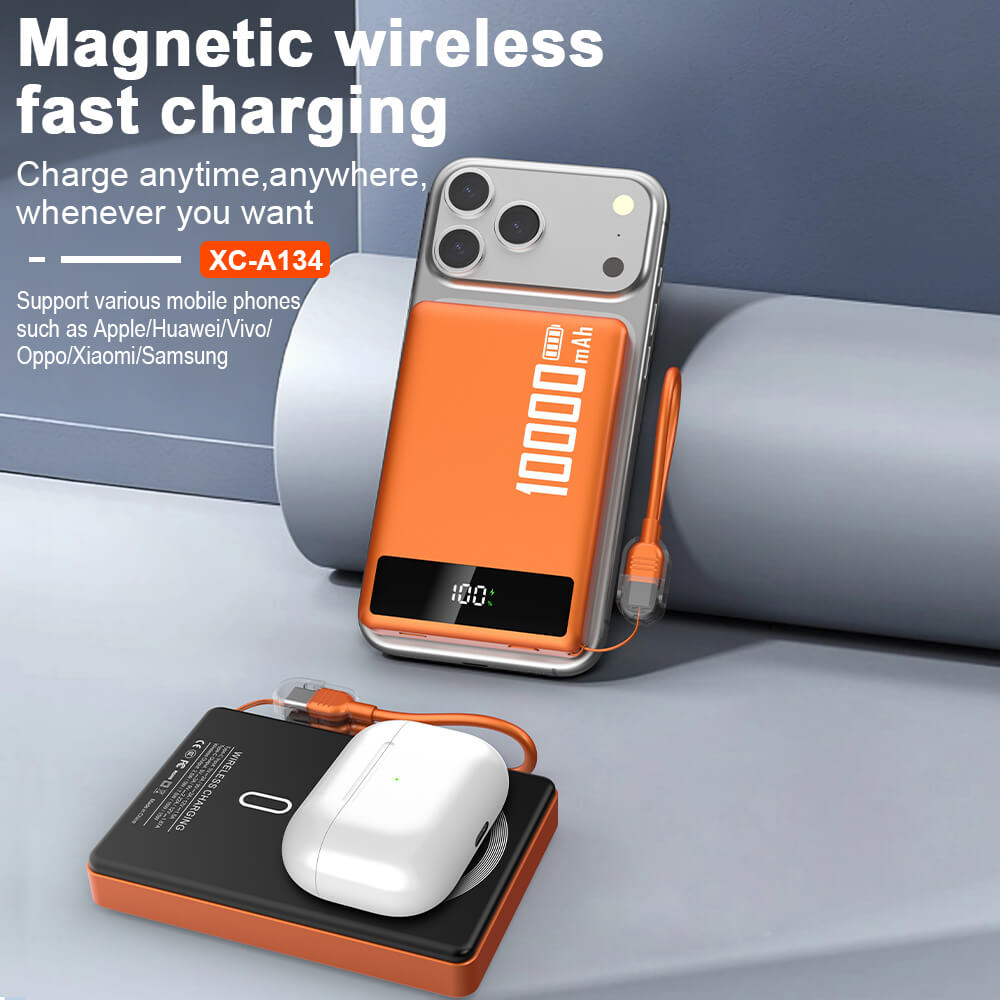 New Arrival Mini Ultra Slim 10000mah 22.5w Fast Charging Magnetic Wireless Lanyard Portable Power Bank
