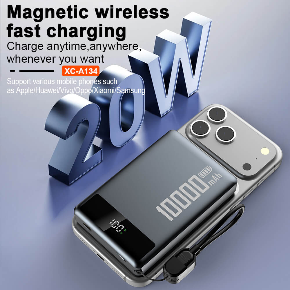 New Arrival Mini Ultra Slim 10000mah 22.5w Fast Charging Magnetic Wireless Lanyard Portable Power Bank
