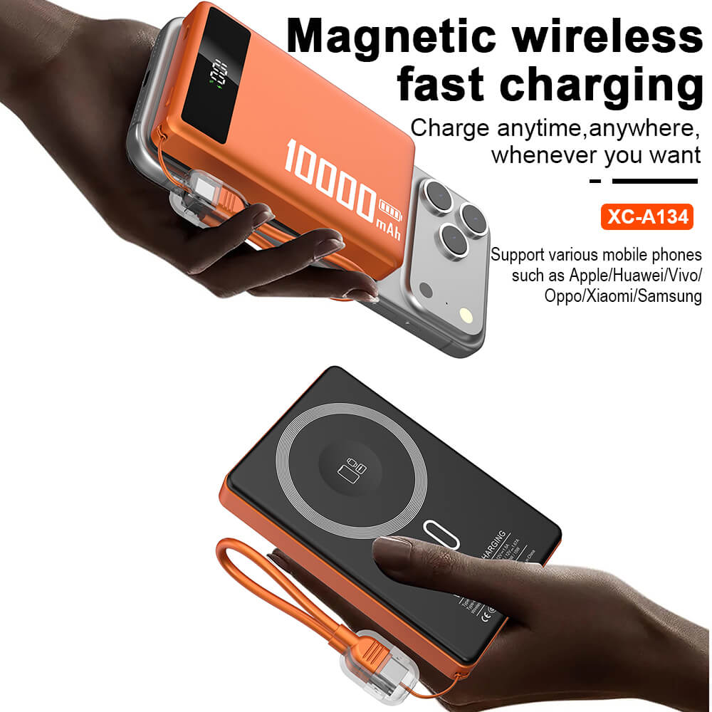 New Arrival Mini Ultra Slim 10000mah 22.5w Fast Charging Magnetic Wireless Lanyard Portable Power Bank