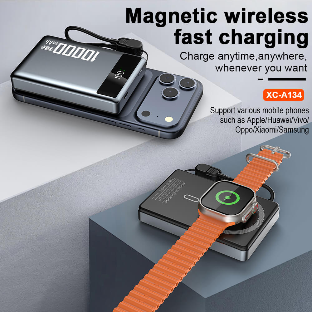 New Arrival Mini Ultra Slim 10000mah 22.5w Fast Charging Magnetic Wireless Lanyard Portable Power Bank