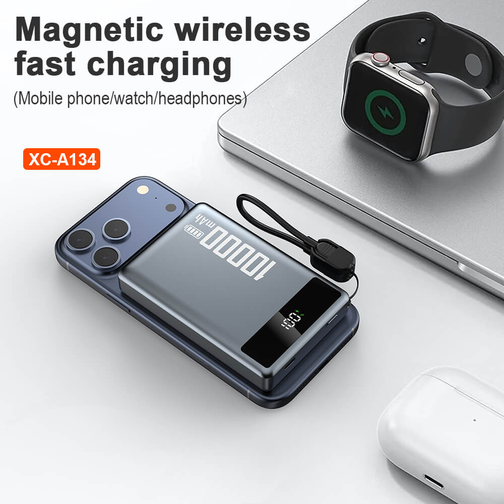 New Arrival Mini Ultra Slim 10000mah 22.5w Fast Charging Magnetic Wireless Lanyard Portable Power Bank