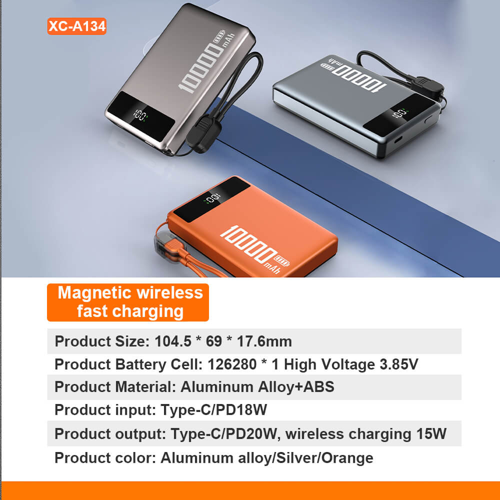 New Arrival Mini Ultra Slim 10000mah 22.5w Fast Charging Magnetic Wireless Lanyard Portable Power Bank