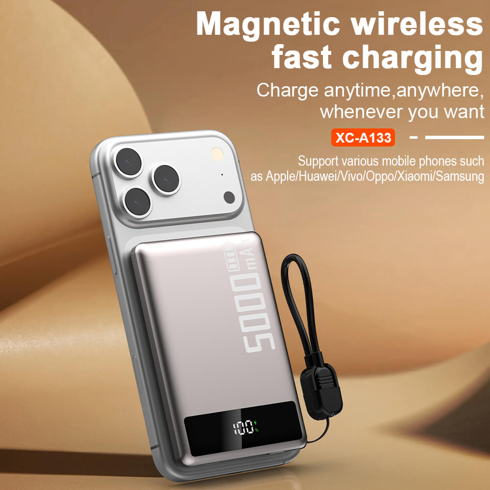 New Arrival Pd20w Custom logo ultra Thin Power Banks Battery Pack Mini Powerbank Portable Charger Wireless Magnetic Power Bank