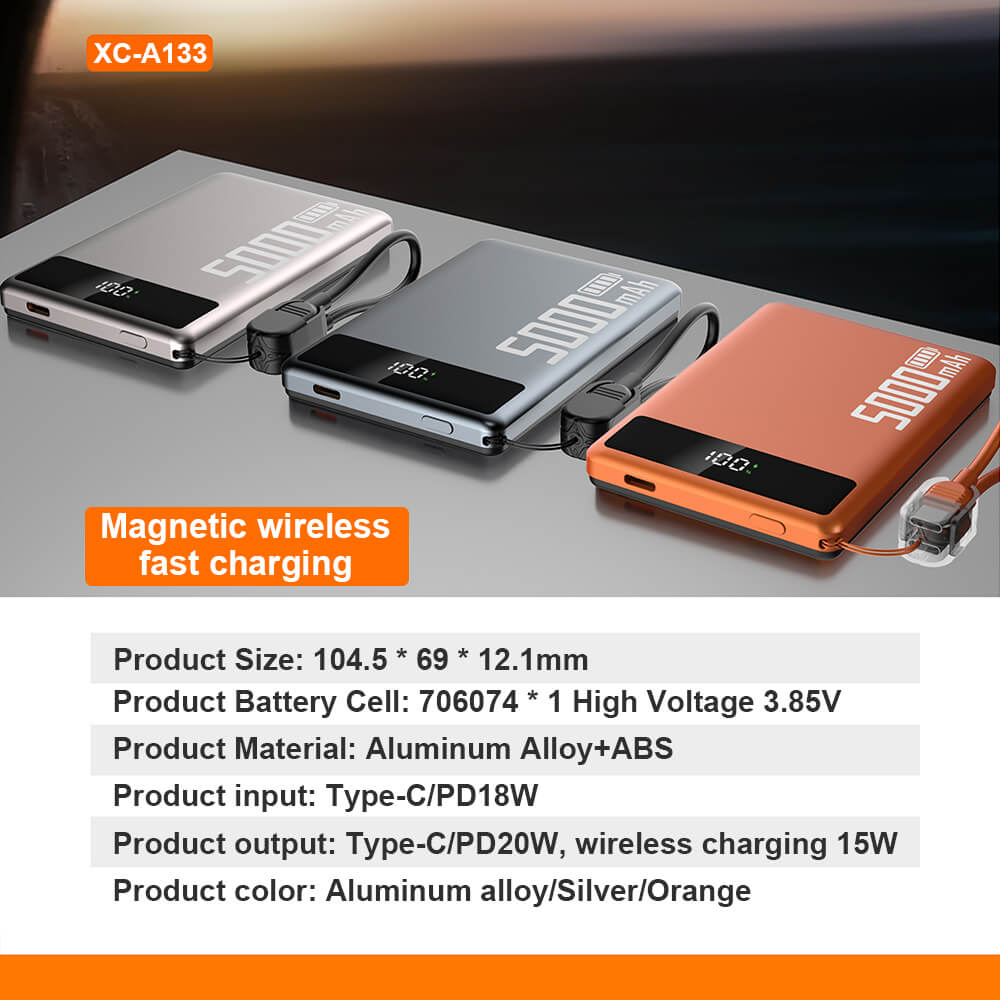 New Arrival Pd20w Custom logo ultra Thin Power Banks Battery Pack Mini Powerbank Portable Charger Wireless Magnetic Power Bank