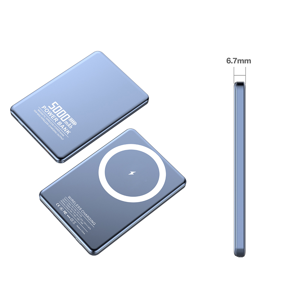 Ultra-thin 6.7mm 15W Magnetic Wireless Charging 5000mAh PD20W Fast Charging Portable Power Bank
