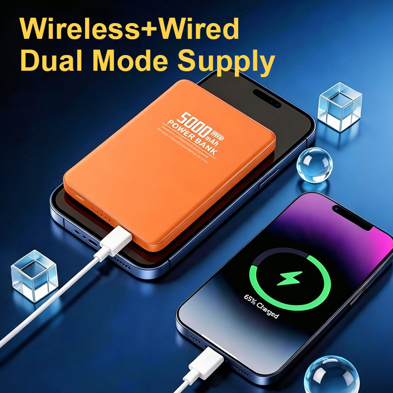 Ultra-thin 6.7mm 15W Magnetic Wireless Charging 5000mAh PD20W Fast Charging Portable Power Bank