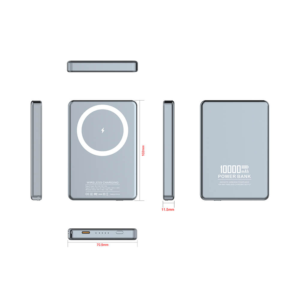 11.5mm Slim Magnetic Charger 15W Wireless Fast Charging High Voltage Portable Power Bank for Travel Outdoor Use