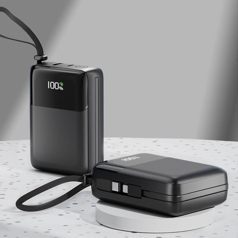 20W PD Built-in Cable Power Bank 10000mAh High Capacity Mini Portable Charger Portable Power Bank for Daily Travel Home Use