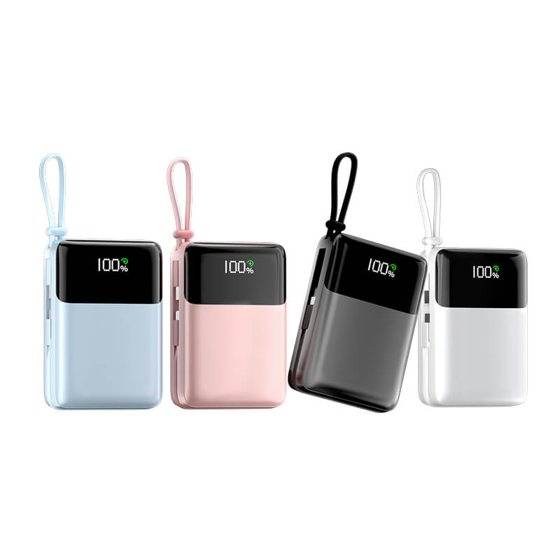 20W PD Built-in Cable Power Bank 10000mAh High Capacity Mini Portable Charger Portable Power Bank for Daily Travel Home Use