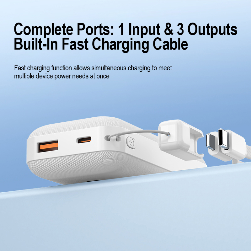 Custom Capacity Detachable Cell Power Bank 10000mAh Built-in Lanyard Cable 22.5W Fast Charge 9 Layer Safety Digital Screen Power Bank