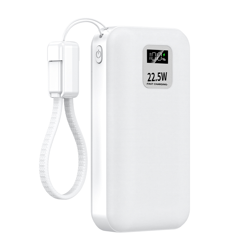 Custom Capacity Detachable Cell Power Bank 10000mAh Built-in Lanyard Cable 22.5W Fast Charge 9 Layer Safety Digital Screen Power Bank