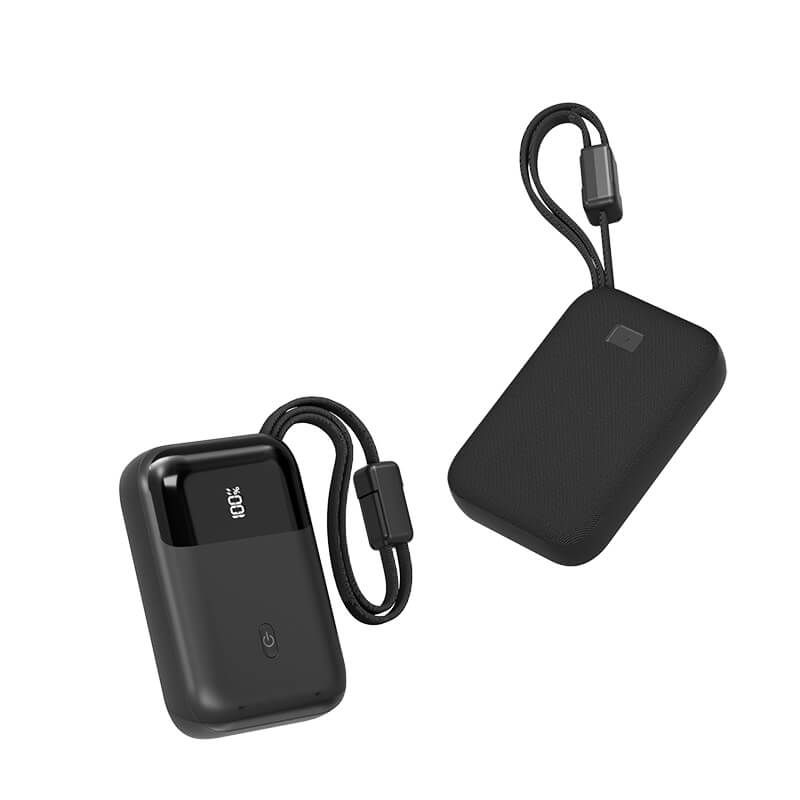 Mini Size Detachable Cell Power Bank 10000mAh 22.5W Peak Output Digital Power Screen Built-in Lanyard Dual Line Fast Charge Power Bank