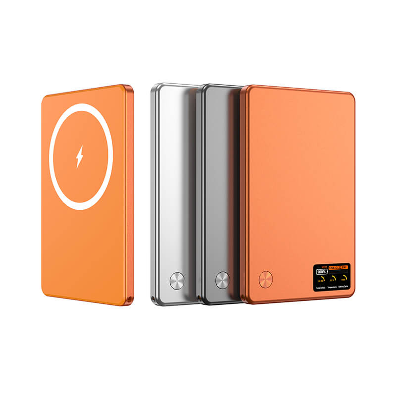 Aluminum Alloy Full Solid State Magnetic Power Bank 5000mAh N52 Strong Magnet Real Time Temp Data Display Pocket Friendly Power Bank