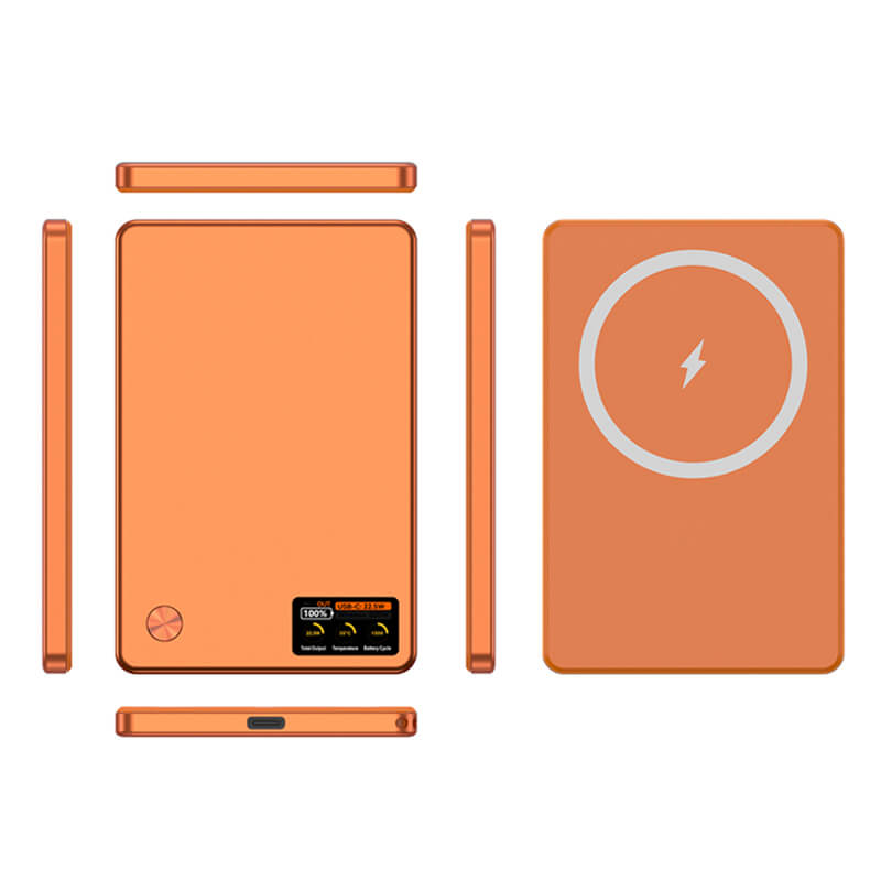 Aluminum Alloy Full Solid State Magnetic Power Bank 5000mAh N52 Strong Magnet Real Time Temp Data Display Pocket Friendly Power Bank