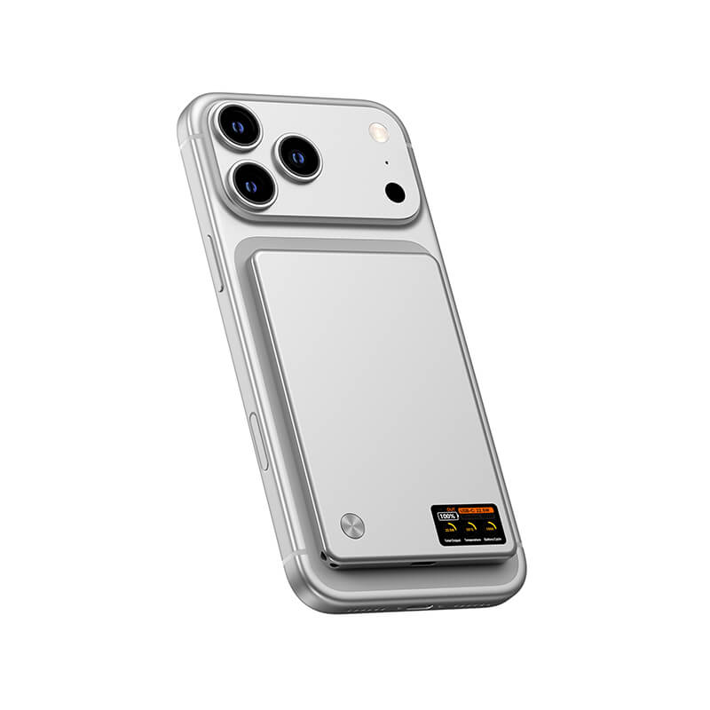 Aluminum Alloy Full Solid State Magnetic Power Bank 5000mAh N52 Strong Magnet Real Time Temp Data Display Pocket Friendly Power Bank