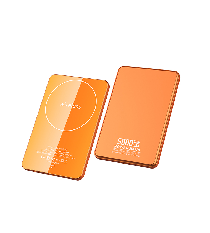 7.5mm Ultra Thin CNC Aluminum Magnetic Power Bank 5000mAh PD22.5W Wired 15W Wireless 5 LED Light Indicator 3 Color Mini Pocket Power Bank