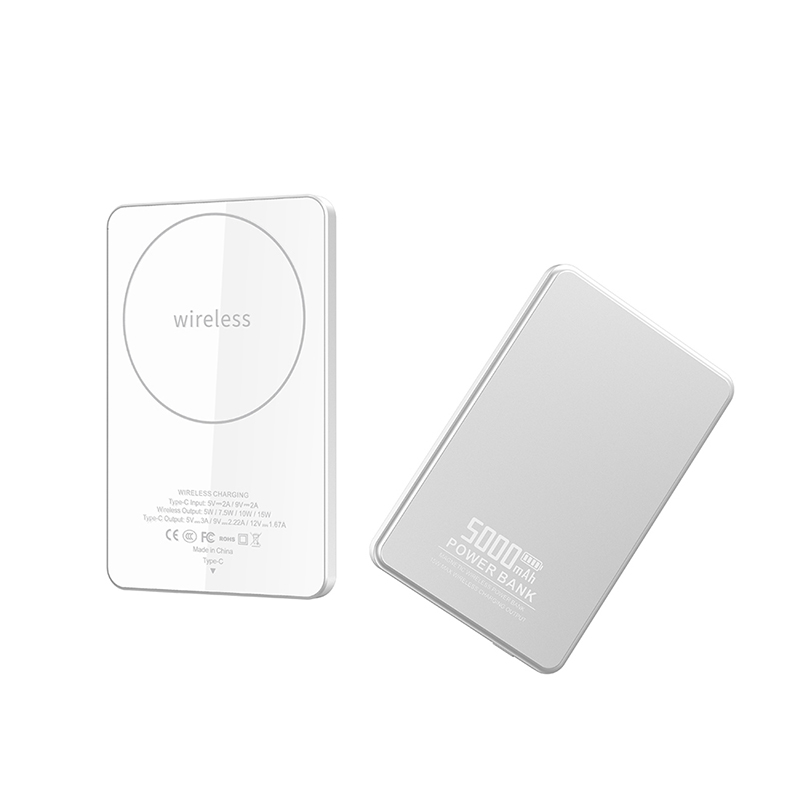 7.5mm Ultra Thin CNC Aluminum Magnetic Power Bank 5000mAh PD22.5W Wired 15W Wireless 5 LED Light Indicator 3 Color Mini Pocket Power Bank