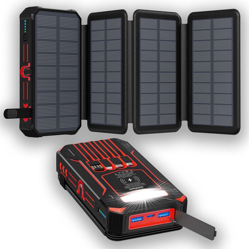 Solar Power Bank, 20000mAh, 15W Wireless, 3-Fold Solar Panel SL-905