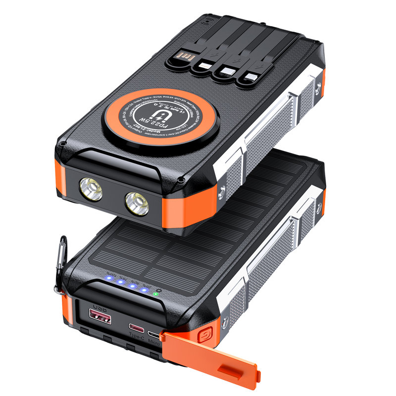 Solar Power Bank, 30000mAh, 15W Wireless, 4-Fold Solar Panel SL-907