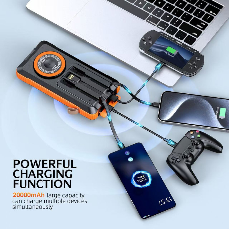 Solar Power Bank, 20000mAh, 15W Wireless, Watch & Earbuds Charging SL-911