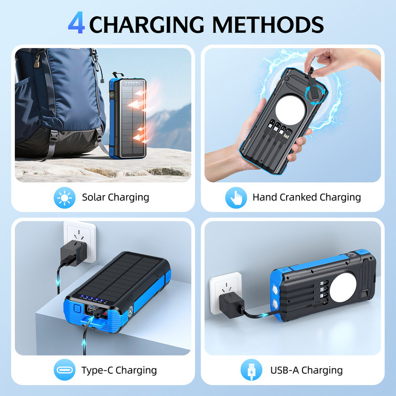 Solar Power Bank, 40000mAh, Hand Crank, Compass, Thermometer SL-912