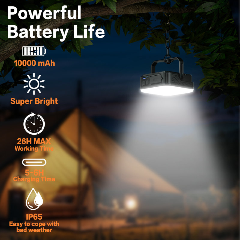 10000mAh Solar Camping Lantern Power Bank, 10W LED, SOS Warning SL-501