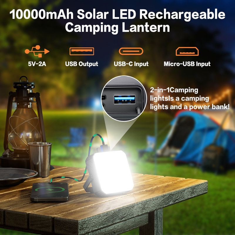 10000mAh Solar Camping Lantern Power Bank, 10W LED, SOS Warning SL-501
